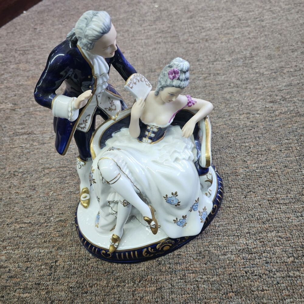 Royal Dux Bohemia 191 260 Large Porcelain Painted Statue Man Woman Victorian...